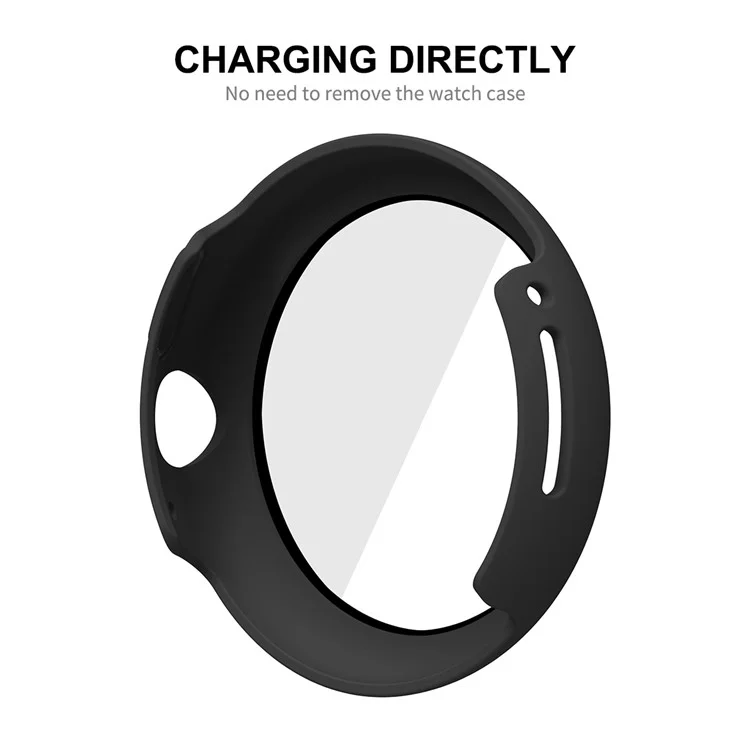ENKAY HAT PRINCE For Google Pixel Watch 2 / Pixel Watch Hard PC Case with Tempered Glass Screen Protector Scratch Resistant Overall Protective Cover - Black