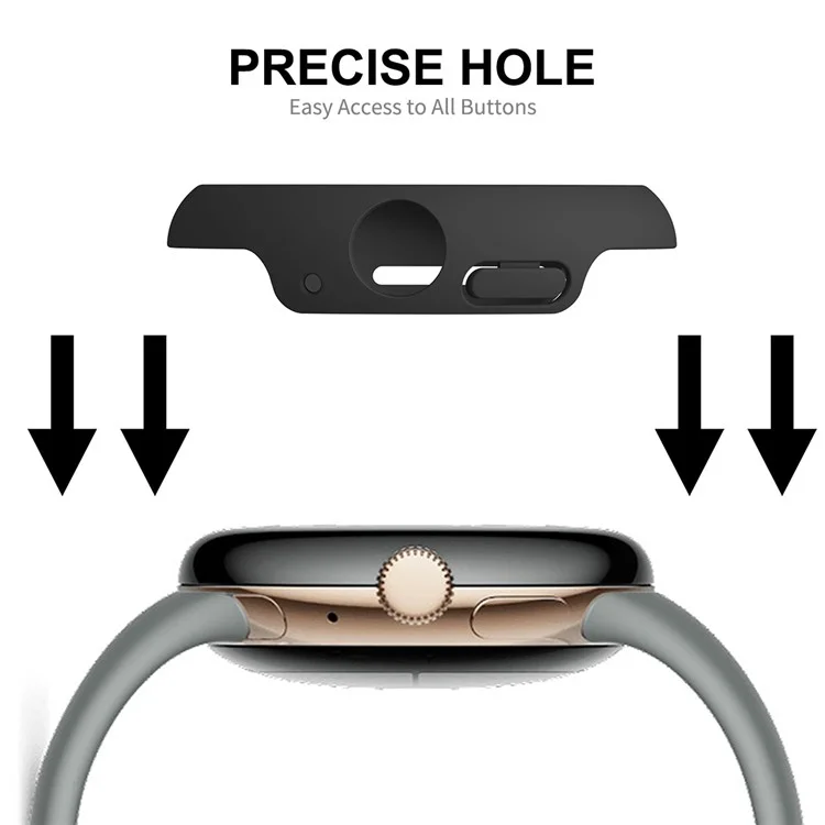 ENKAY HAT PRINCE For Google Pixel Watch 2 / Pixel Watch Hard PC Case with Tempered Glass Screen Protector Scratch Resistant Overall Protective Cover - Black