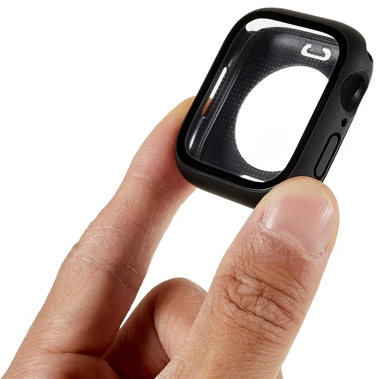 Rurihai Pour Apple Watch Series 8 / 75 mm Couvercle de Cadre PC Avec Imprimerie de la Soie en Verre Tempilement HD Impression de Montre en Verre Trempé HD Protecteur