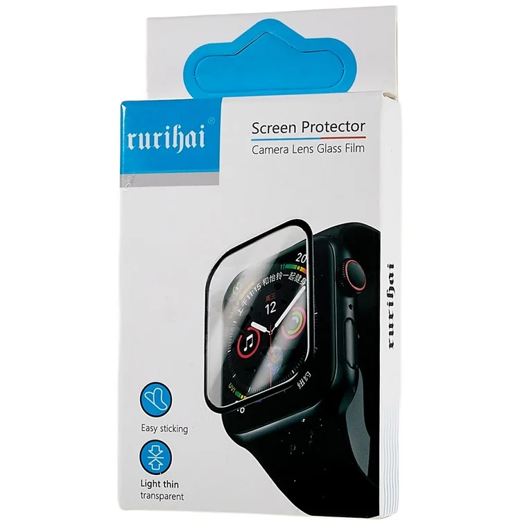 Rurihai Pour Apple Watch Series 8 / 75 mm Couvercle de Cadre PC Avec Imprimerie de la Soie en Verre Tempilement HD Impression de Montre en Verre Trempé HD Protecteur