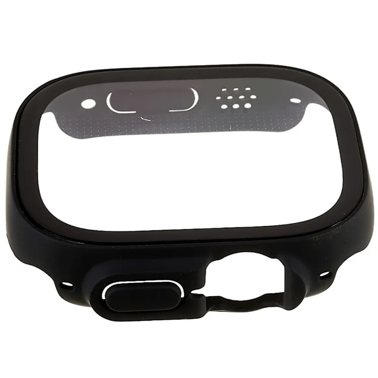 RURIHAI Pour Apple Watch Ultra 2 49mm / Ultra 49mm PC Étui de protection tout autour avec impression en soie Protecteur d'écran en verre trempé HD - Noir