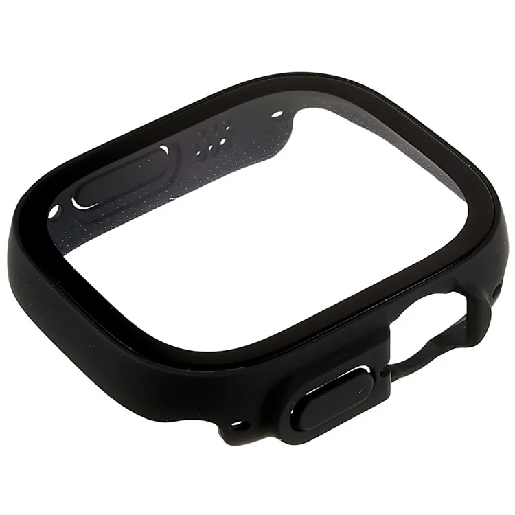 RURIHAI Pour Apple Watch Ultra 2 49mm / Ultra 49mm PC Étui de protection tout autour avec impression en soie Protecteur d'écran en verre trempé HD - Noir