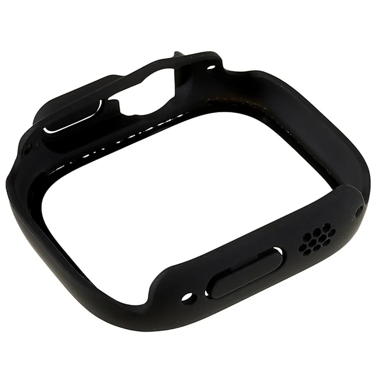 RURIHAI Pour Apple Watch Ultra 2 49mm / Ultra 49mm PC Étui de protection tout autour avec impression en soie Protecteur d'écran en verre trempé HD - Noir