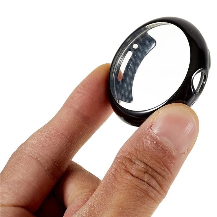 Para Google Pixel Watch 2 / Pixel Watch Proteção Total Capa Suave de TPU Caso Anti-arranhaduras Moldura Metálica Eletrodepositada - Preto