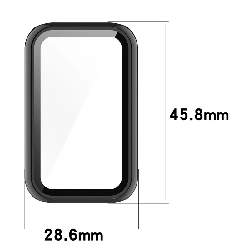 For Huami Amazfit Band 7 Hard PC Watch Case Anti-scratch Protective Cover with Tempered Glass Screen Protector - Black
