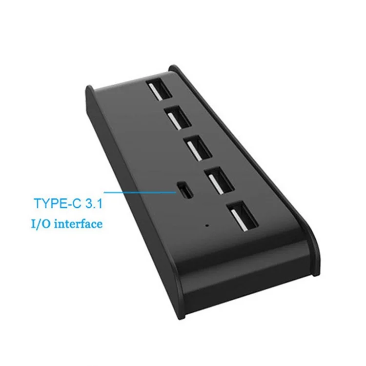 KJH-PS5-008 Adaptador de Cubo USB 3.0 Para Extensor Portátil Multi-puerto PS5 Con 4 USB 2.0, Tipo c 3.1 - Negro