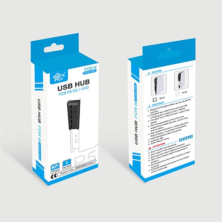 Adattatore Hub USB 3.0 KJH-PS5-008 Per Estensione Portatile Multi-porta PS5 Con 4 USB 2.0, Type-C 3.1 - Nero