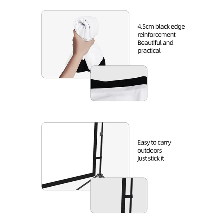 Supporto per Sfondo Fotografico Regolabile da 100 Pollici per Foto e Video in Stile Studio, in Raso di Latte Bianco, 220x125CM