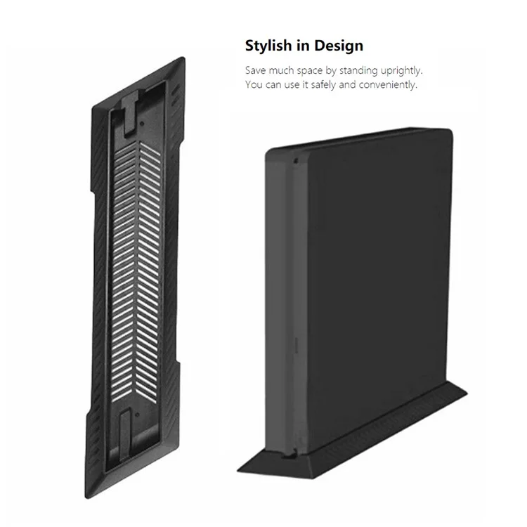 KJH KJH-PS4SLIM-01 For PS4 Slim Game Console Upright Stand Holder Heat Dissipation Base - Black