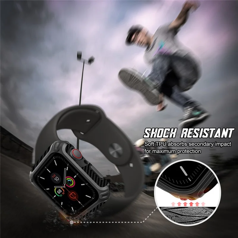 QUAD Element Series For Apple Watch Series 9 / 8 / 7 41mm Soft TPU Watch Case Bumper Scratch-Resistant Protective Frame Cover - Army Green