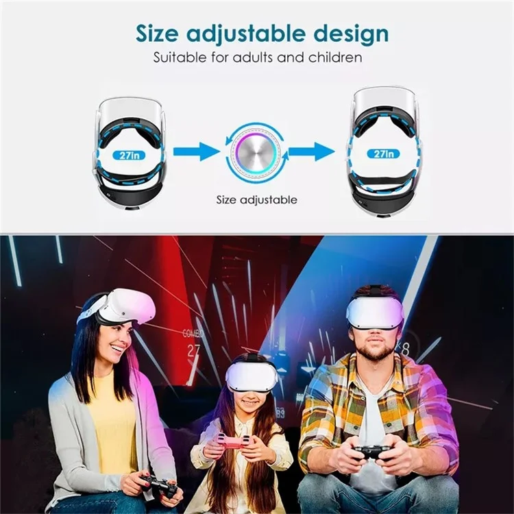 JY-HC2 For Oculus Quest 2 VR Glasses Headband Adjustable Head Strap with 8000mAh Battery - White