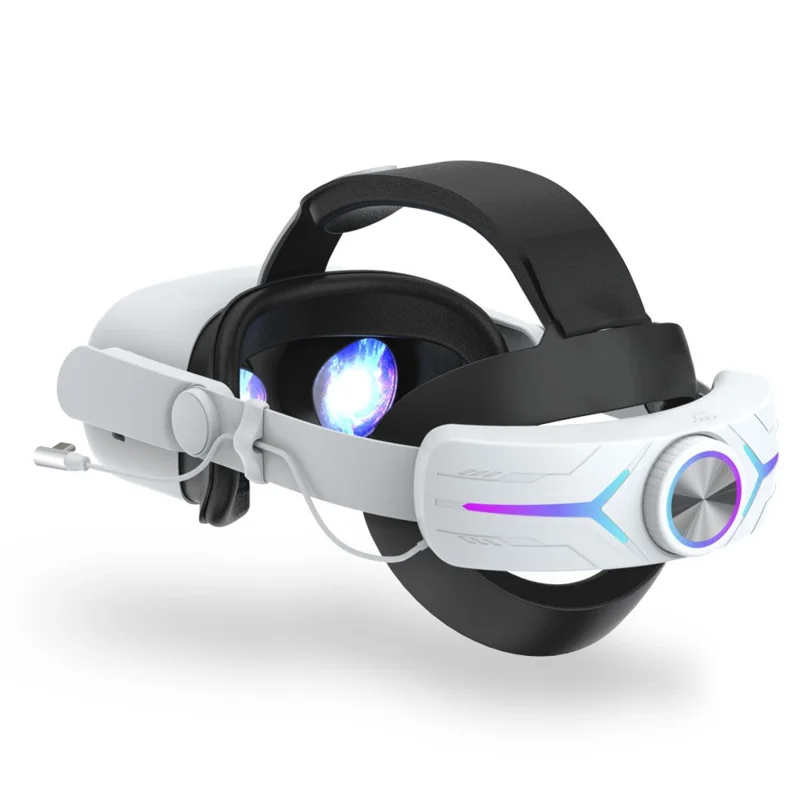 JY-HC2 For Oculus Quest 2 VR Glasses Headband Adjustable Head Strap with 8000mAh Battery - White / Black