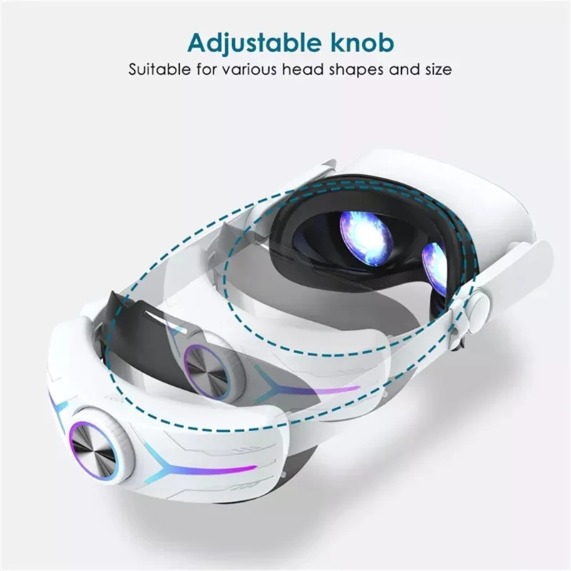 JY-HC2 For Oculus Quest 2 VR Glasses Headband Adjustable Head Strap with 8000mAh Battery - White / Black