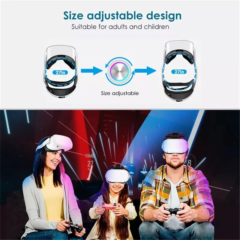 JY-HC2 For Oculus Quest 2 VR Glasses Headband Adjustable Head Strap with 8000mAh Battery - White / Black