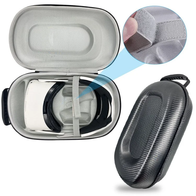 Para Oculus Quest 2 VR Travel Carrying Case Hard Organizer Storage Bag Virtual Reality Headset Pouch - Carbon Fiber Texture