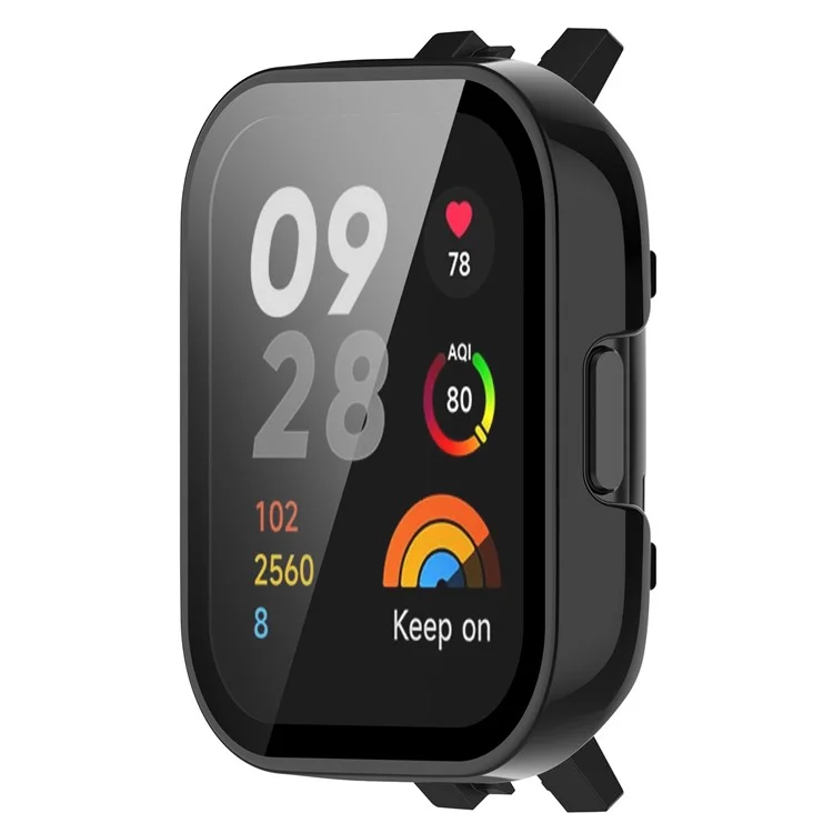 Para Xiaomi Redmi Watch 3 PC Protective Case com Protetor de Tela de Vidro Temperado Smart Watch Anti-Queda Capa - Preto