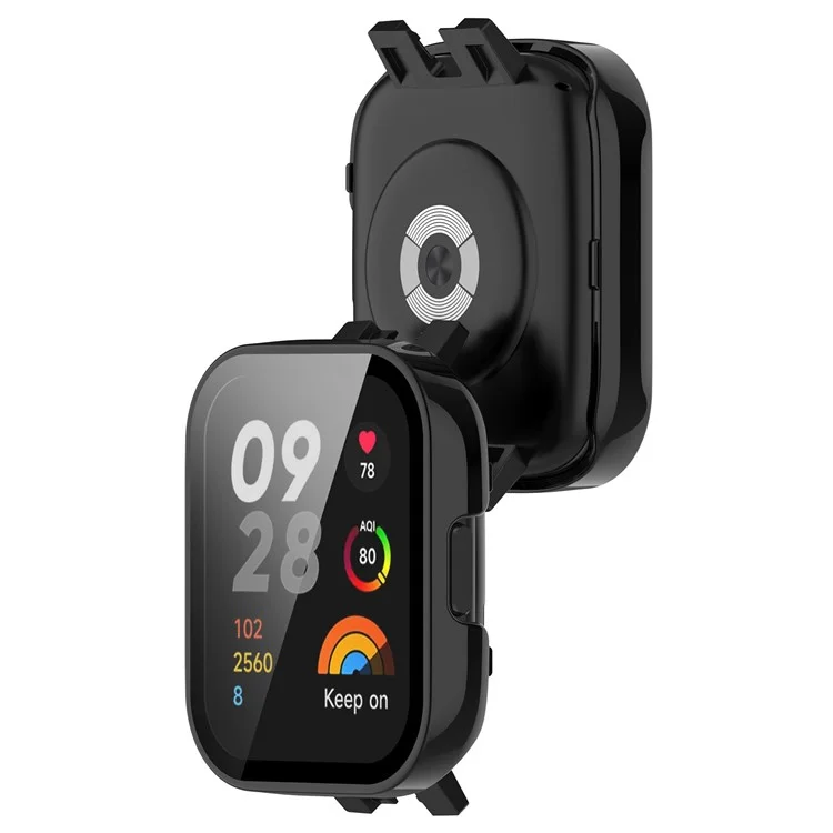 Para Xiaomi Redmi Watch 3 PC Protective Case com Protetor de Tela de Vidro Temperado Smart Watch Anti-Queda Capa - Preto