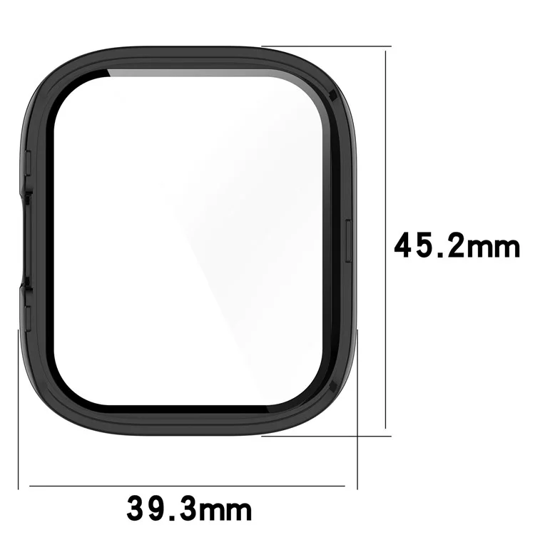 Para Xiaomi Redmi Watch 3 PC Protective Case com Protetor de Tela de Vidro Temperado Smart Watch Anti-Queda Capa - Preto