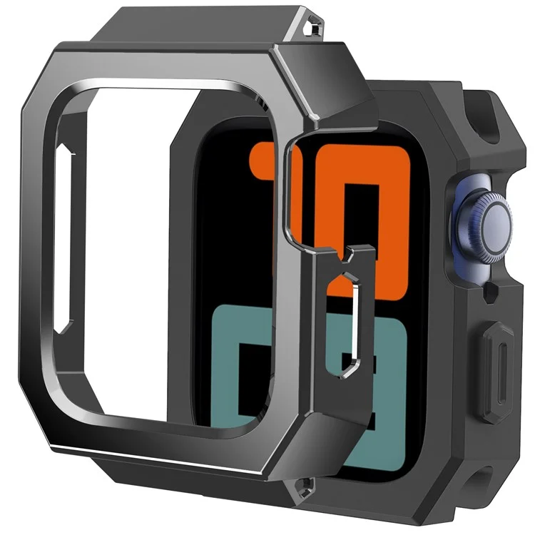 AHASTYLE WA15 Hard Case for Apple Watch Series 6 / 5  / 4  / SE (2022) / SE 44mm, Rugged Stainless Steel Watch Case Protector Cover - Black