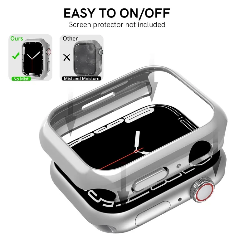 AHASTYLE WG59-D 2Pcs Watch Case for Apple Watch Series 8 / 7, Hard PC Electroplate Cover Frame - For Apple Watch Series 8 / 7 45mm / Silver