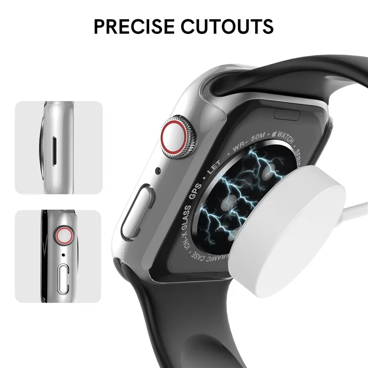 AHASTYLE WG59-D 2Pcs Watch Case for Apple Watch Series 8 / 7, Hard PC Electroplate Cover Frame - For Apple Watch Series 8 / 7 45mm / Silver