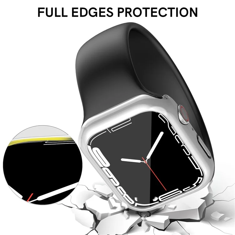 AHASTYLE WG59-D 2Pcs Watch Case for Apple Watch Series 8 / 7, Hard PC Electroplate Cover Frame - For Apple Watch Series 8 / 7 45mm / Silver