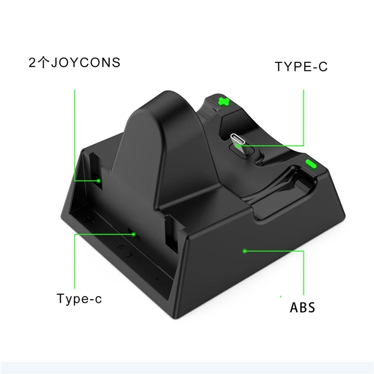 Doss de Charge DSS-100 Type-C Station de Chargement de Charge de Chargement Affichage Accessoires de Jeu Pour Nintendo Switch / Interrupteur OLED / Contrôleur de Jeu Lite Switch - Noir