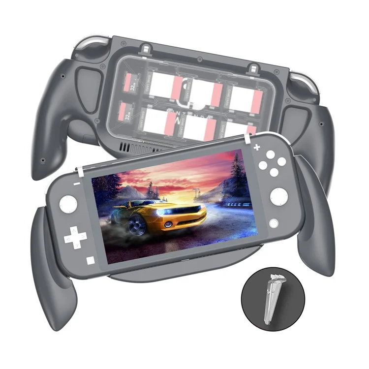 DSS-68 For Nintendo Switch Lite Ergonomic Grip Handle with Game Card Storage Case - Grey