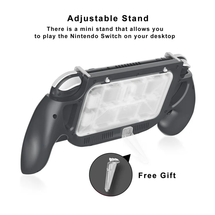 DSS-68 For Nintendo Switch Lite Ergonomic Grip Handle with Game Card Storage Case - Grey