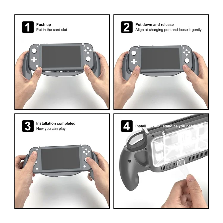 DSS-68 For Nintendo Switch Lite Ergonomic Grip Handle with Game Card Storage Case - Grey