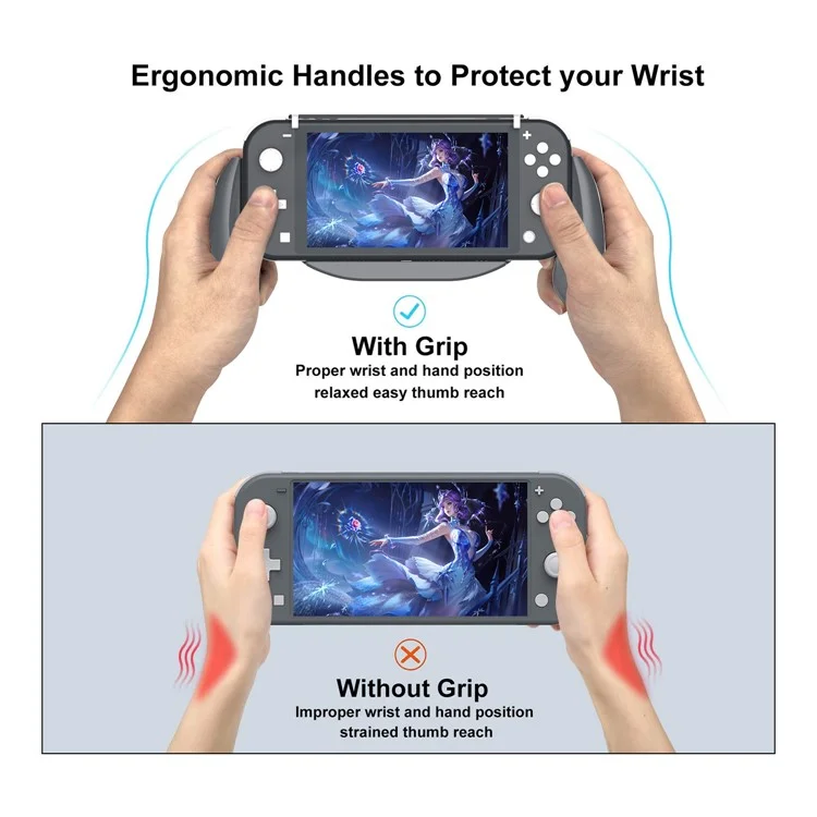 DSS-68 For Nintendo Switch Lite Ergonomic Grip Handle with Game Card Storage Case - Grey