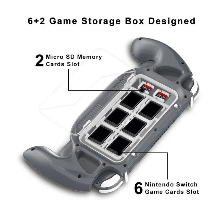 DSS-68 For Nintendo Switch Lite Ergonomic Grip Handle with Game Card Storage Case - Grey