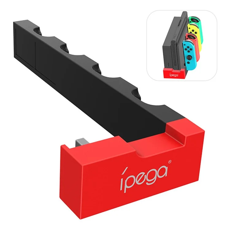IPEGA For Nintendo Switch JoyCon 4 Slots Charging Dock Station Game Controller Charger with Indicator - Black / Red