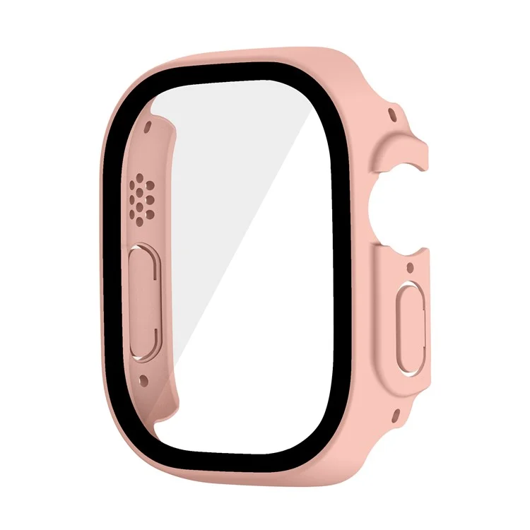 Per Apple Watch Ultra 2 49mm / Ultra 49mm Hard PC Case con Protezione dello Schermo in Vetro Temperato Impermeabile Custodia Smart Watch - Rosa