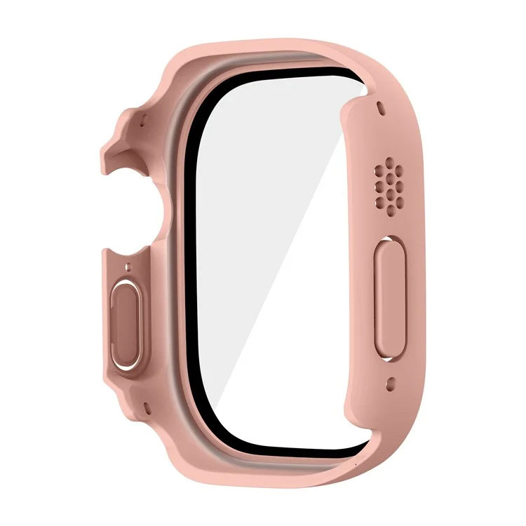Per Apple Watch Ultra 2 49mm / Ultra 49mm Hard PC Case con Protezione dello Schermo in Vetro Temperato Impermeabile Custodia Smart Watch - Rosa