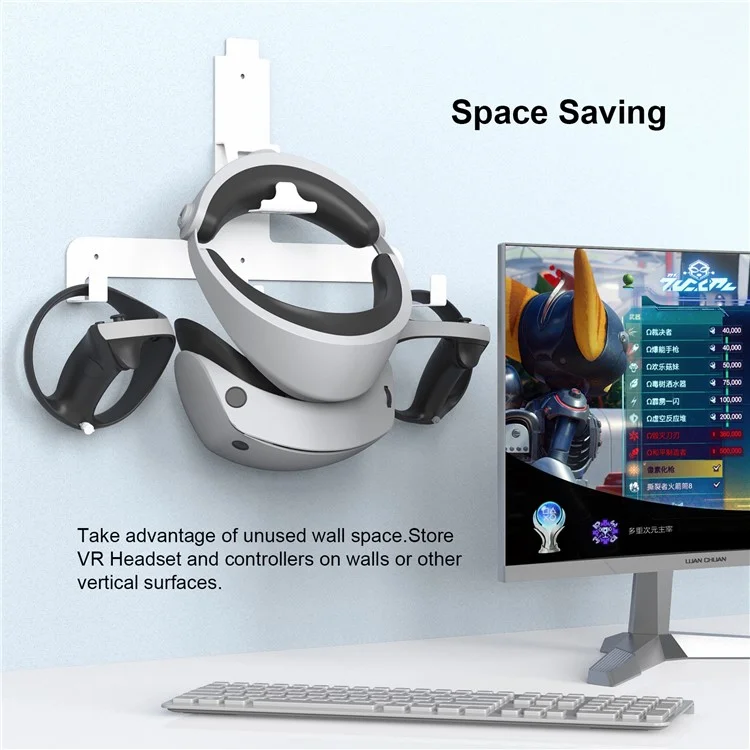 JYS JYS-P5158 Soporte de montaje en pared para PS VR2 VR Headset y Controlador Almacenamiento Soporte de pared Colgador
