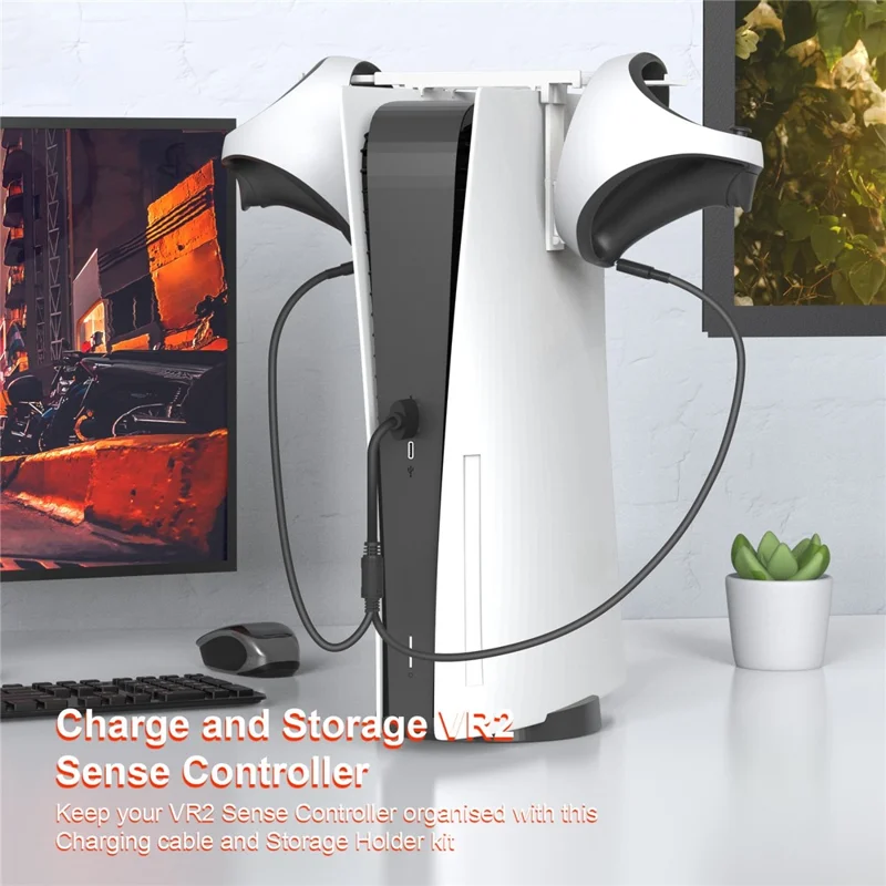 JYS JYS-P5160 Pour PS5 Manette de Jeu Support et Kit de Câble de Charge pour Accessoires PS VR2