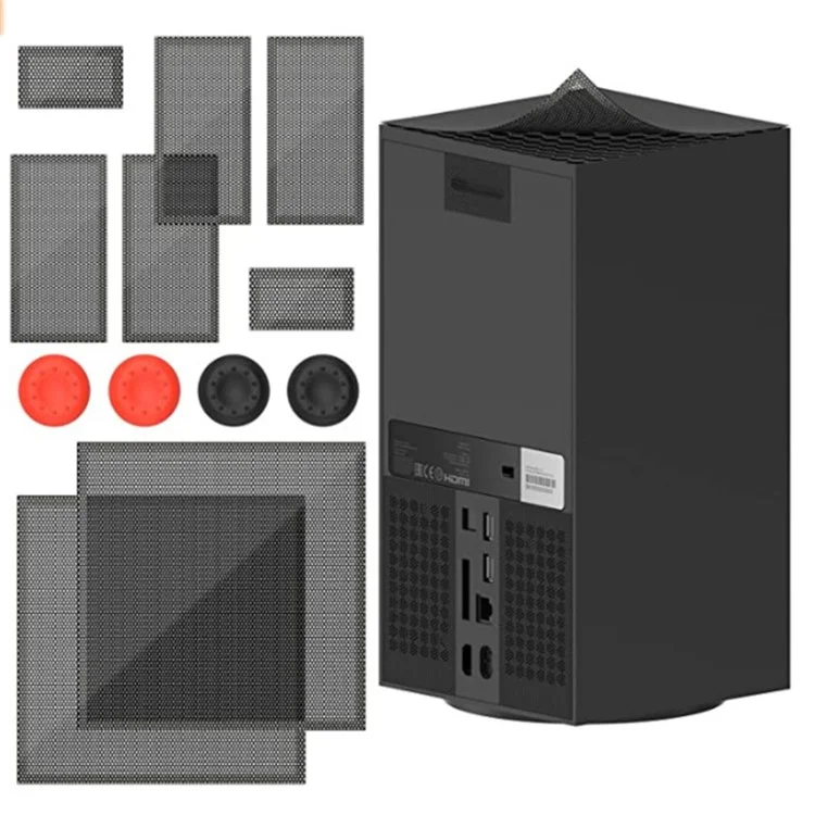 Para Xbox Series X 2 Conjunto Mesh Dust Cover + 2 Par Rocker Cap PVC Heat Dissipation Dust-proof Net