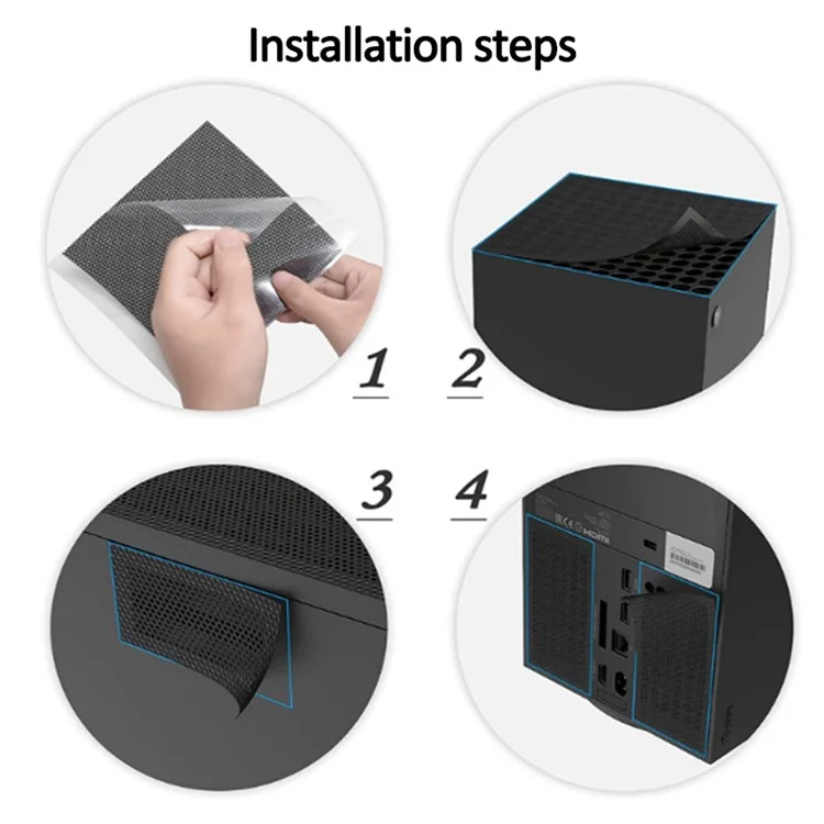 Para Xbox Series X 2 Conjunto Mesh Dust Cover + 2 Par Rocker Cap PVC Heat Dissipation Dust-proof Net