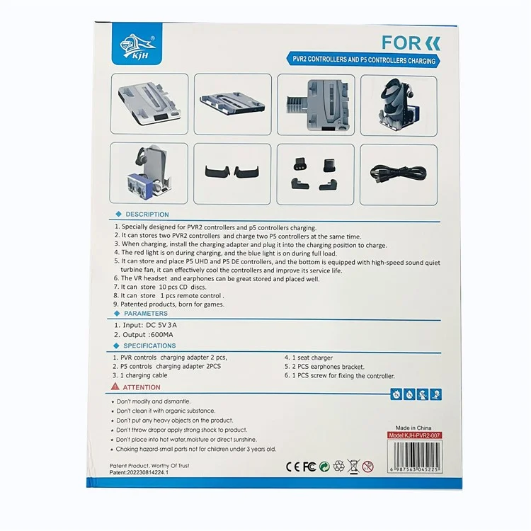 KJH Cooling Fan for PS5 Vertical Stand Base Dual Controller Gamepad Console Charging Station Earphone Holder