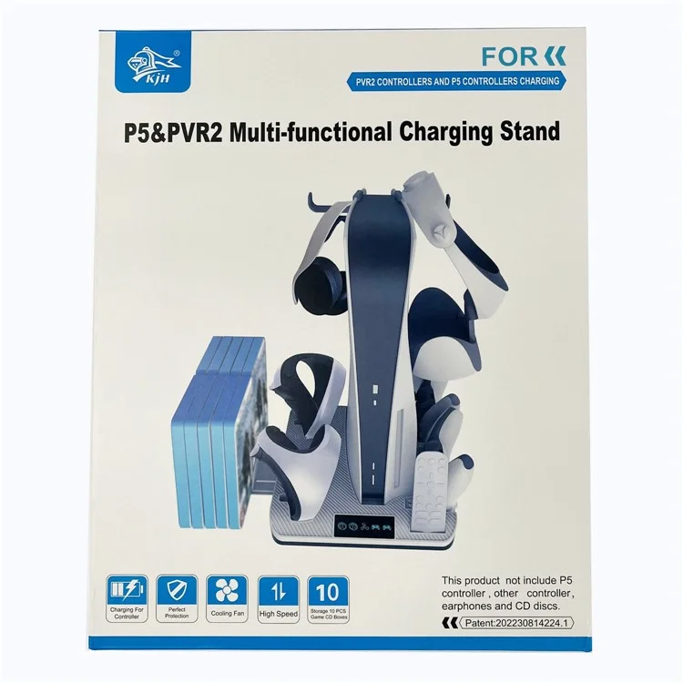 KJH Cooling Fan for PS5 Vertical Stand Base Dual Controller Gamepad Console Charging Station Earphone Holder