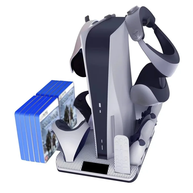 KJH Cooling Fan for PS5 Vertical Stand Base Dual Controller Gamepad Console Charging Station Earphone Holder
