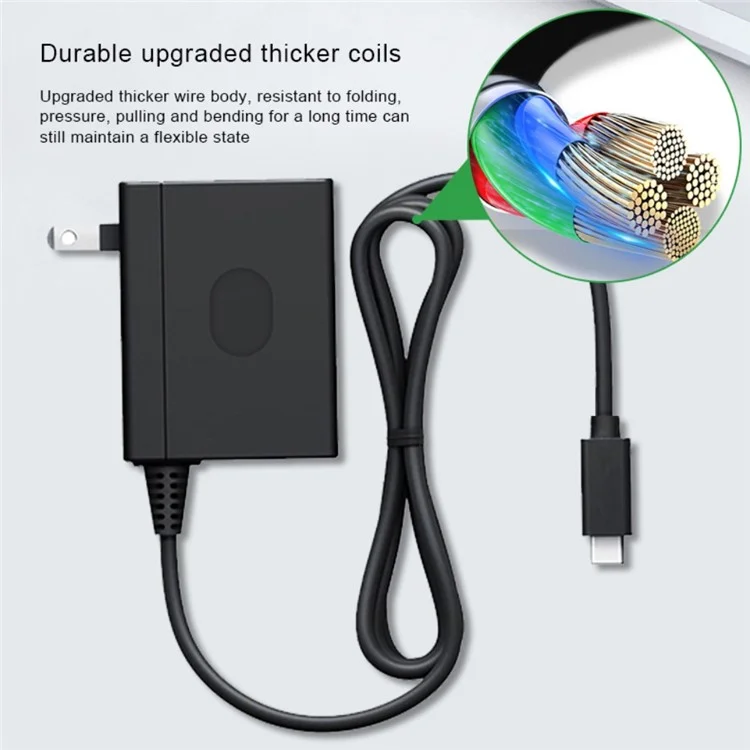 AOLION PGNS1042 For Nintendo Switch TV Dock Mode 1.5m Type-C Cable ABS Charger AC Power Adapter, US Plug