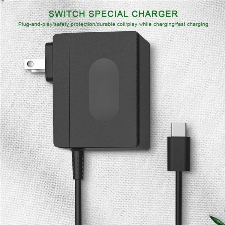 AOLION PGNS1042 For Nintendo Switch TV Dock Mode 1.5m Type-C Cable ABS Charger AC Power Adapter, US Plug
