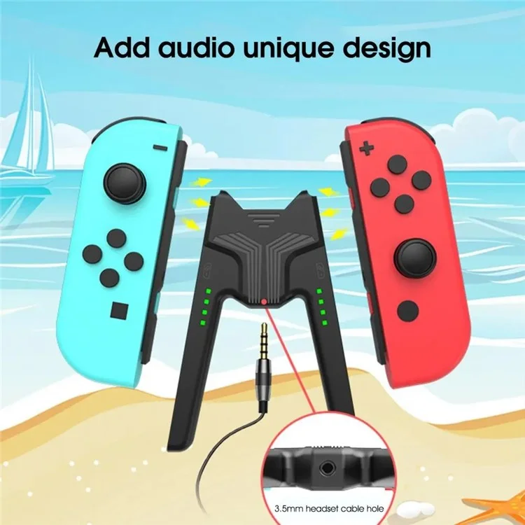 AOLION AL-NS2060 Para Nintendo Switch OLED Joy-Con Controller Carregando Alça de ABS Com LED Com Indicador de LED - Preto