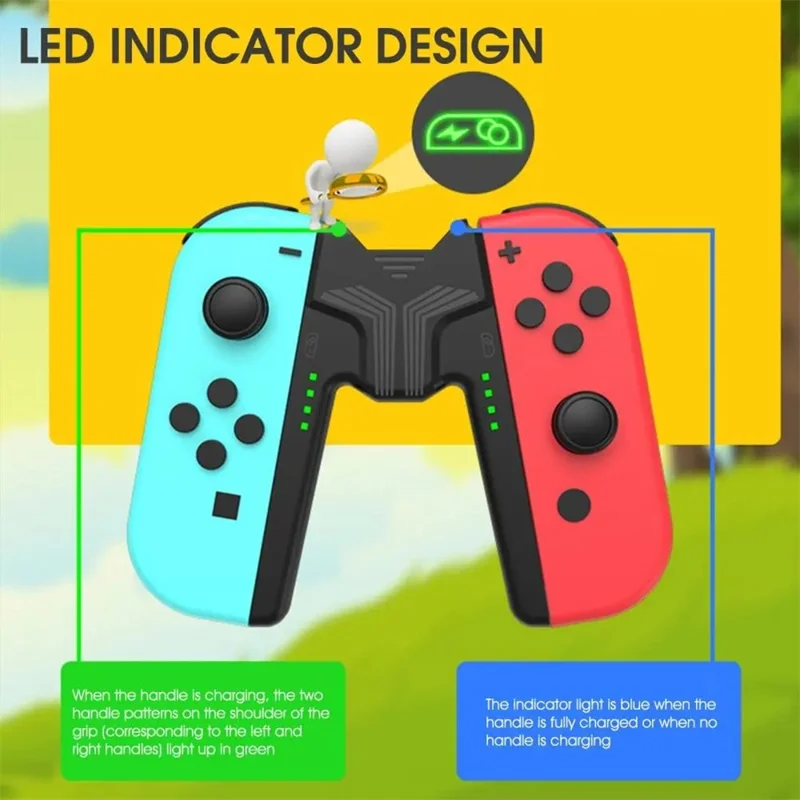 AOLION AL-NS2068 For Nintendo Switch OLED Joy-Con Controller Charging Grip ABS Handle with LED Indicator - White