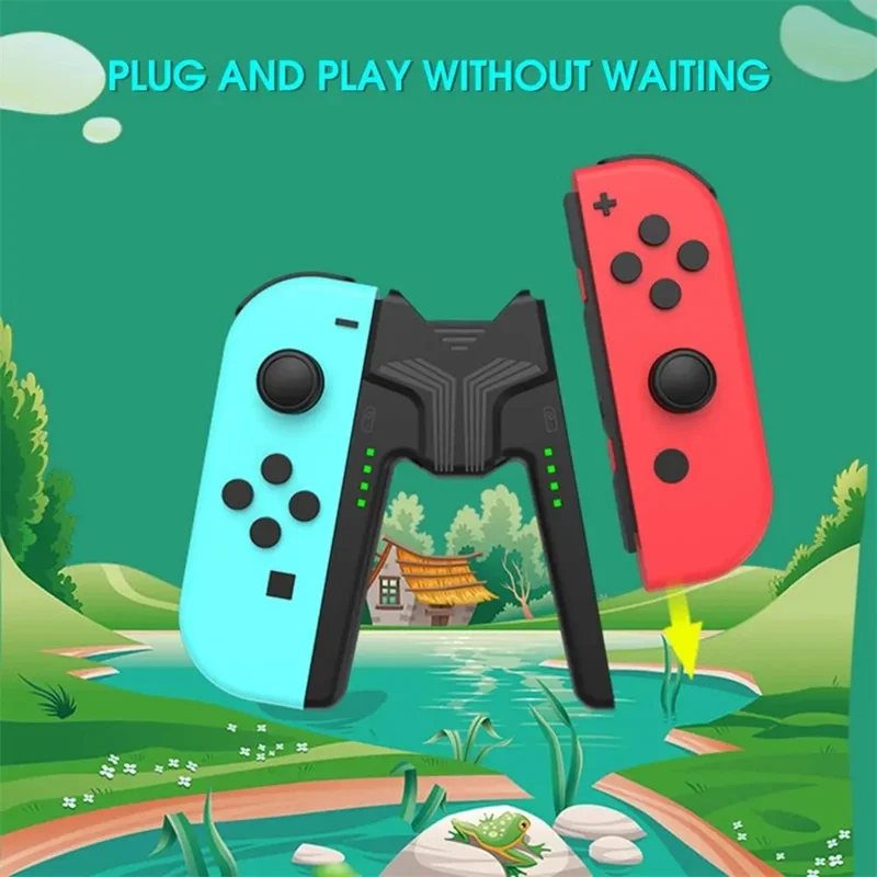 AOLION AL-NS2068 For Nintendo Switch OLED Joy-Con Controller Charging Grip ABS Handle with LED Indicator - White