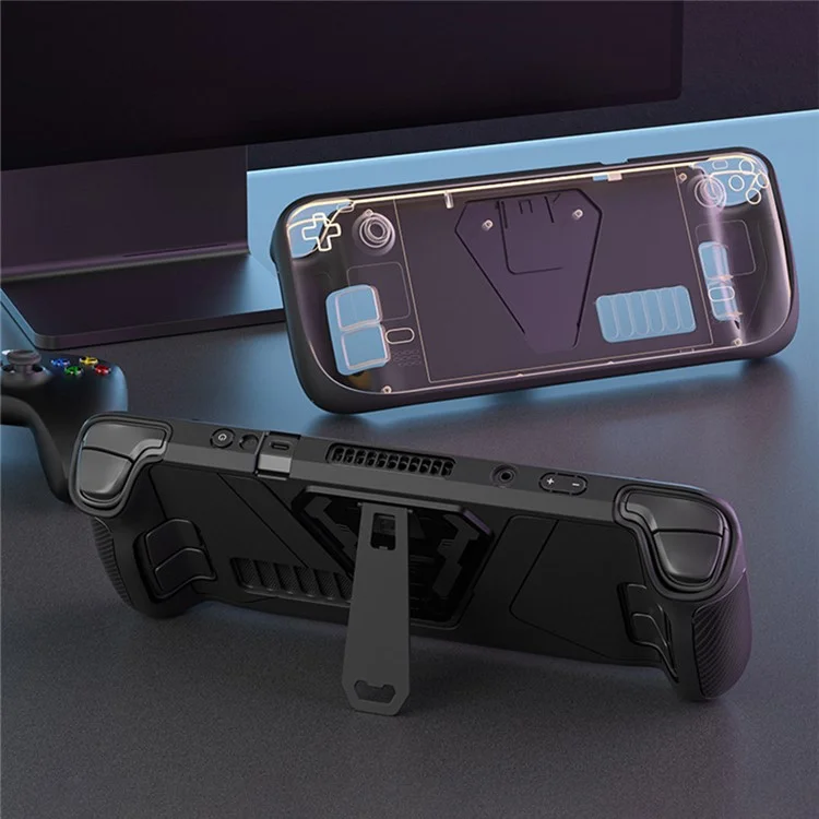 AOLION AL-ST1005 Funda de protección para Steam Deck, carcasa de consola de juegos de PC+TPU resistente a los golpes con soporte de aleación