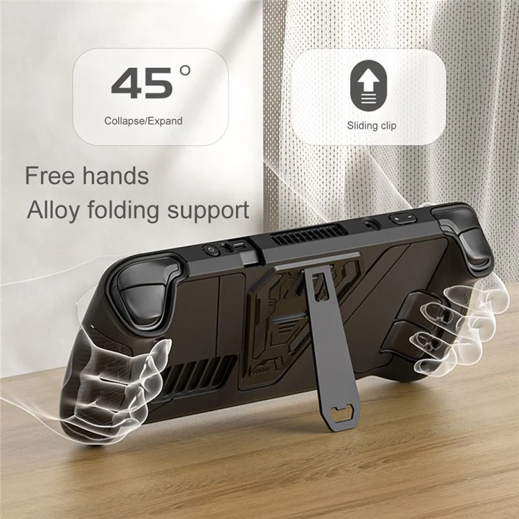 AOLION AL-ST1005 Funda de protección para Steam Deck, carcasa de consola de juegos de PC+TPU resistente a los golpes con soporte de aleación