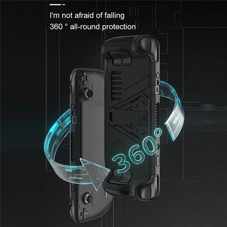 AOLION AL-ST1005 Funda de protección para Steam Deck, carcasa de consola de juegos de PC+TPU resistente a los golpes con soporte de aleación